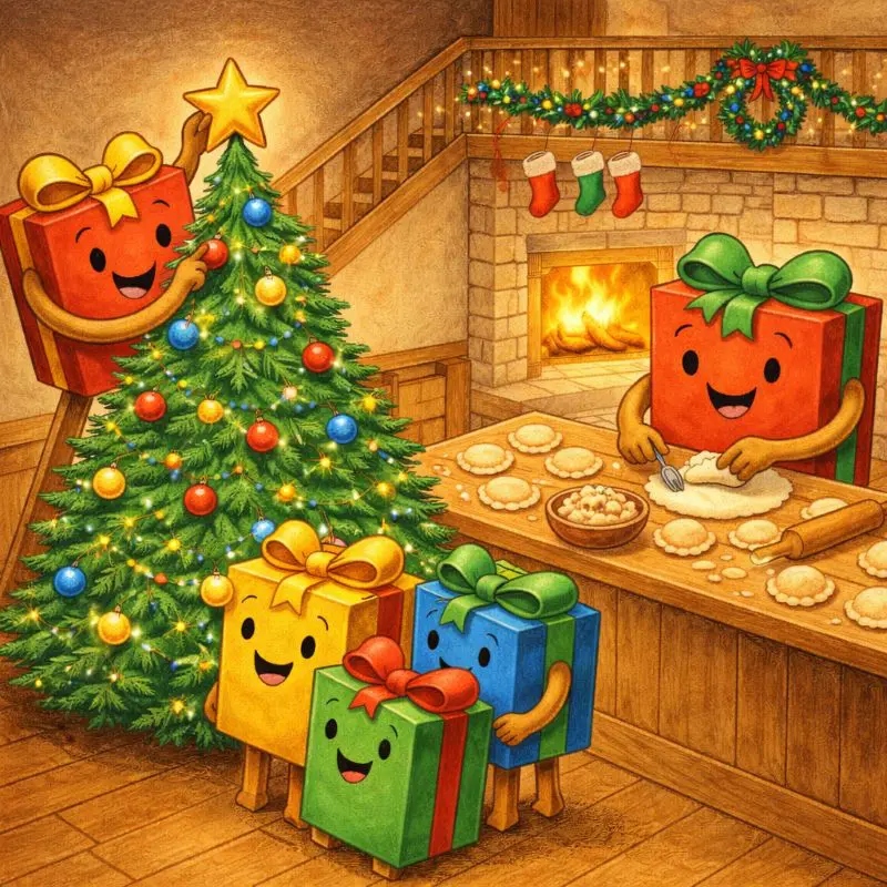 Wesolych swiat- choinka, prezenty