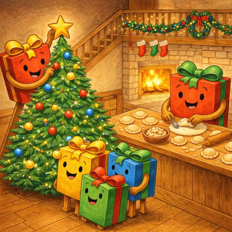 Wesolych swiat- choinka, prezenty